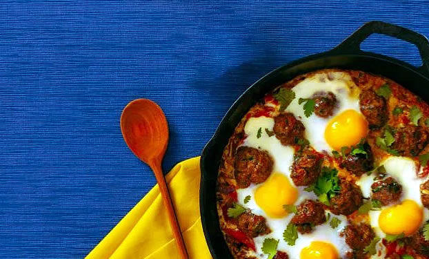 Moroccan meatballs Tagine with eggs - Africa food recipe
