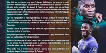 Onana is officially back in the Indomitable Lions squad