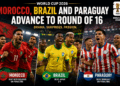 Morocco, Brazil and Paraguay Reach World Cup Round of 16 After Dramatic Victories