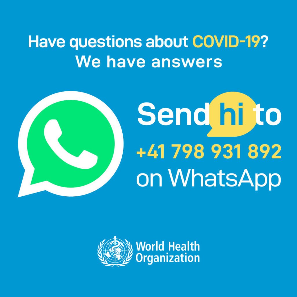 WHO Health Alert brings COVID-19 facts to billions via WhatsApp