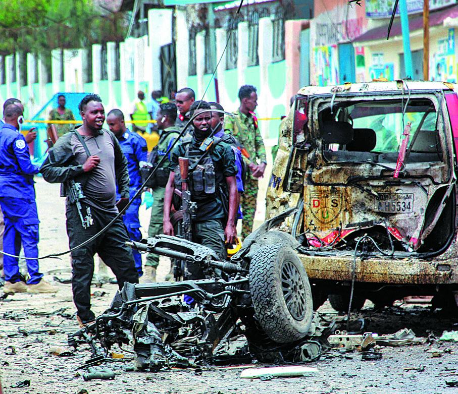 At least 10 people, were killed in Mogadishu, after a suicide car bombing targeted a security checkpoint